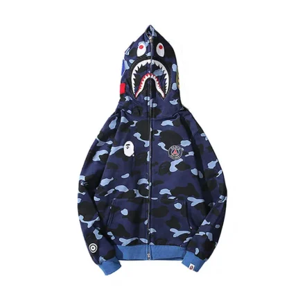 BAPE 1ST Ape OG Blue Full Camo Shark Full Zip up Hoodie