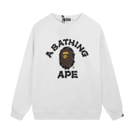 White And Black Bape College A Bathing Ape Sweatshirts