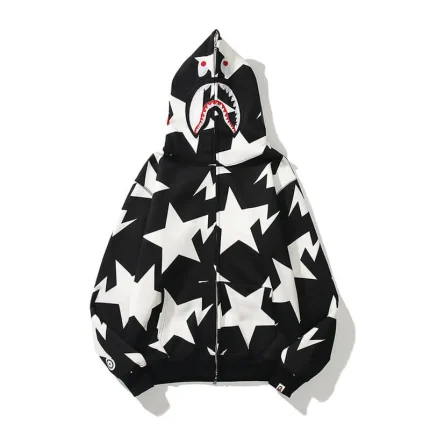 Black And White Bape Shark Hoodie