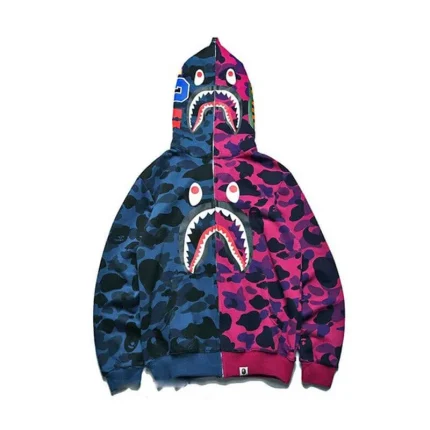 Camouflage Embroidered Head Bape Shark Hoodie