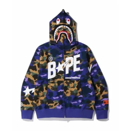 Camouflage New Bape Camo Shark Zip Up Hoodie